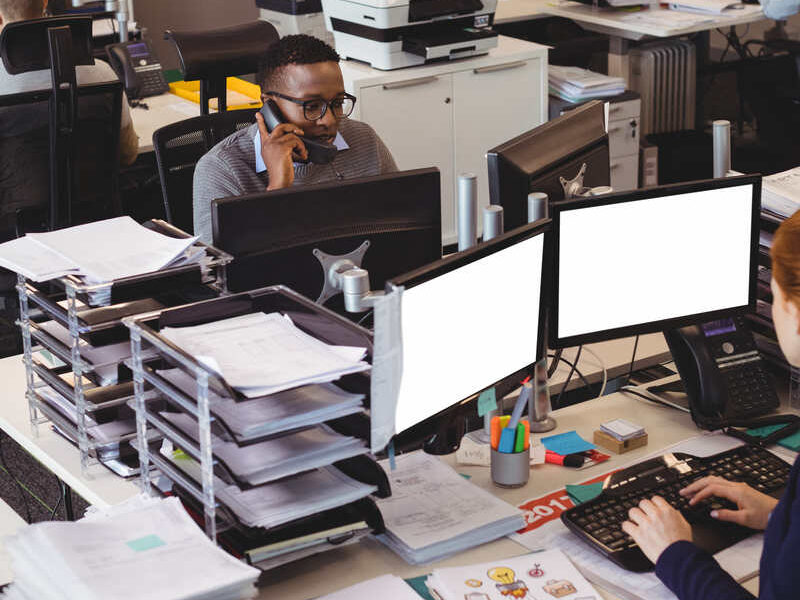 employees working at their desks