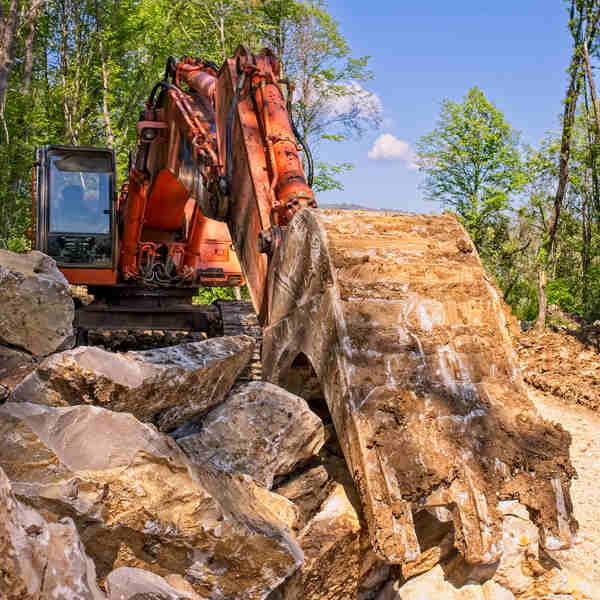 excavator at construction site